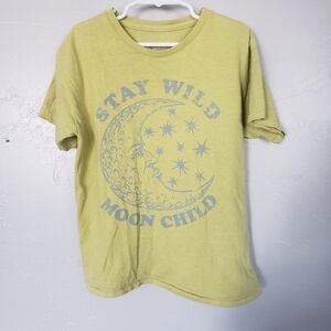 American Highway Youth Medium Short Sleeve T-shirt Lemon Lime Stay Wild Moon Top